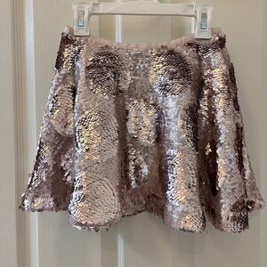 Mini Boden Sequin Polka Dot Skirt Lined Pink Champagne Girls Size 9-10